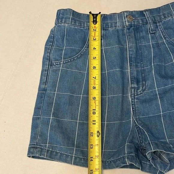 MADEWELL DENIM INDIGO WINDOWPANE HIGH RISE SHORTS 27 - Picture 14 of 16